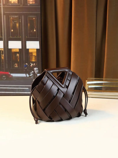 Woven Design Women Handbag, Tote Basket Bag, High-End Niche Inverted Triangle Shaped Fashion Commuter Bag, Casual Style