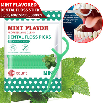 Smooth Mint Floss Stick - Cleaning Interdental Care for Oral Health, Suitable for Daily Cleaning of Food Residue between Teeth