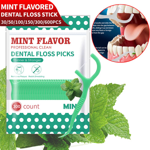 Smooth Mint Floss Stick - Cleaning Interdental Care for Oral Health, Suitable for Daily Cleaning of Food Residue between Teeth