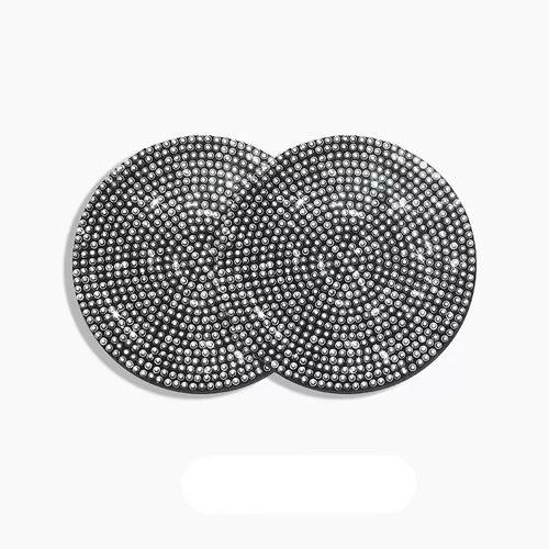 2Pcs Cute Bling Car Cup Holder Coaster Mat with Rhinestone for Women Girl Universal anti Slip Automotive Interior Accessories