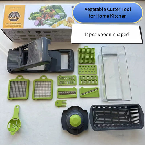 Kitchen Supplies Multi-Functional Boxed Vegetable Cutter Tool for Home Kitchen,Potato Slicer,Grater,Dicer,Cucumber Shredder