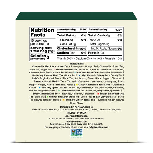 , Assorted Tea Sampler (15 Different Variety in Individually Wrapped Pyramid Tea Bags) Long Leaf Premium Teas I Teas Gift Set I Ideas for Tea Lovers | Gifts for Women & Men