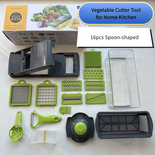 Kitchen Supplies Multi-Functional Boxed Vegetable Cutter Tool for Home Kitchen,Potato Slicer,Grater,Dicer,Cucumber Shredder
