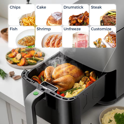 5L Air Fryer, Electric Hot Fryer Oven Oilless Cooker with Touch Control & Nonstick Basket & Visible Window, Miui-Cyclone Tech