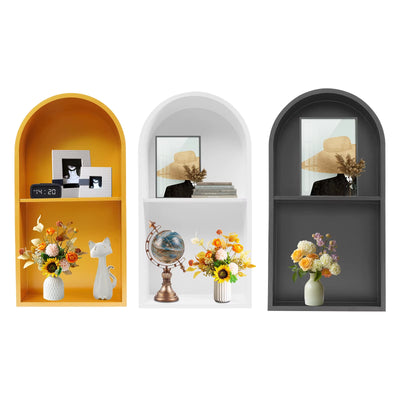 Gold/Black/White 2 Tiers Arched Shower Niche, 304 Stainless Steel Niche, Recessed Wall Niche for Bathrooms 12*3.94*24In