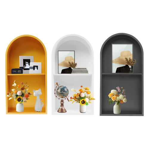 Gold/Black/White 2 Tiers Arched Shower Niche, 304 Stainless Steel Niche, Recessed Wall Niche for Bathrooms 12*3.94*24In