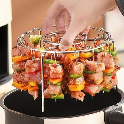 Air Fryer Special Grill round Hanging Skewers Rack Home Kitchen Outdoor Stainless Steel Grill