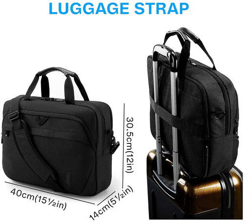 Laptop Bag, 15.6 Inch Briefcase Men, Lockable Computer Bag Work Bag, Water-Repellent Shoulder Messenger Bag Travel Office Business, Black