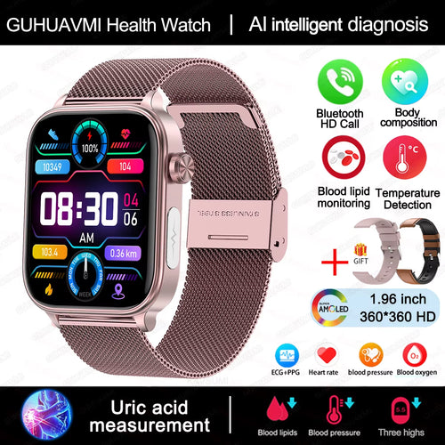 AI Diagnostic Detector Smart Watch Women Blood Lipid and Uric Acid Body Composition Test Women Menstrual Health Tracker 2025 New
