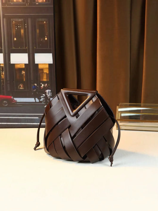 Woven Design Women Handbag, Tote Basket Bag, High-End Niche Inverted Triangle Shaped Fashion Commuter Bag, Casual Style