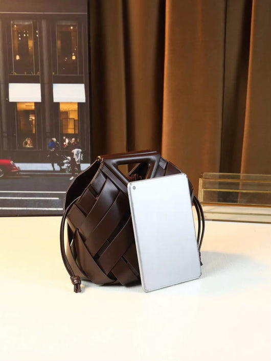 Woven Design Women Handbag, Tote Basket Bag, High-End Niche Inverted Triangle Shaped Fashion Commuter Bag, Casual Style