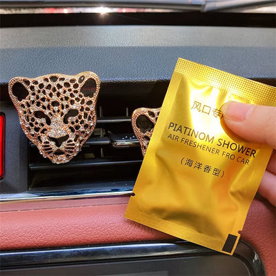 Bling Aroma Vent Clip Auto Interior Decor Fragrance Smell Perfume Air Freshener Car Ornaments Diamond Leopard Car Accessories