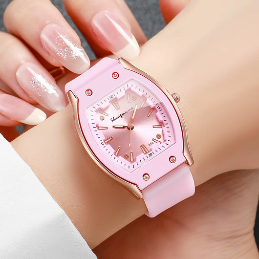 Fashion Women Silicone Strap Quartz Wristwatch Niche Simple Dial Watches Reloj Mujer Girls Clock Gift(Without Box)