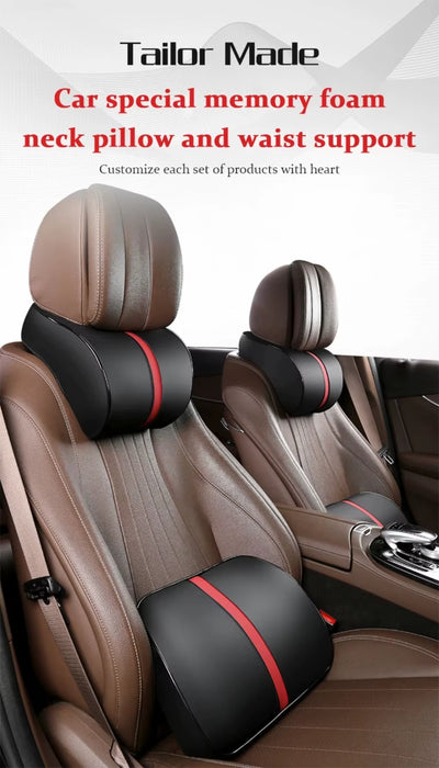 PU Leather Car Headrest Breathable Head Neck Rest Pillow Memory Foam Car Seat Head Support Pillow Neck Cushion Car Accessories