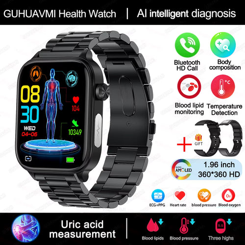 AI Diagnostic Detector Smart Watch Women Blood Lipid and Uric Acid Body Composition Test Women Menstrual Health Tracker 2025 New