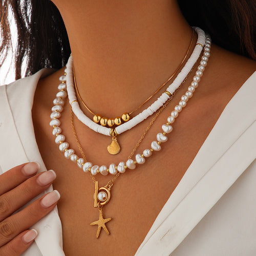 Starfish Pearl Necklace Suit Niche Alloy