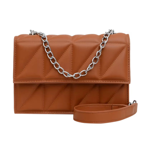 Quilted Chain Shoulder Bag Small Crossbody Purse Solid Color Fashion Underarm Bag for Women Vintage Niche Design Handbag Storage