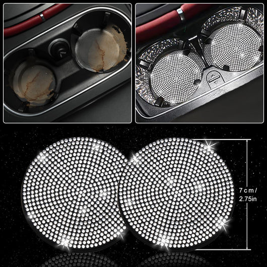 8 Pcs Bling Car Accessories Set for Women, Steering Wheel Cover, Sparkly Seat Belt Covers, Bling Gear Shift Cover, Universal Fit Most Cars (Silver Diamond)