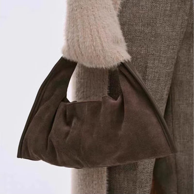 Autumn/Winter Fashion Women'S Tote Bag High-End Niche Design Shoulder Vintage Faux Suede Commuter Retro Luxury Dumpling Bag