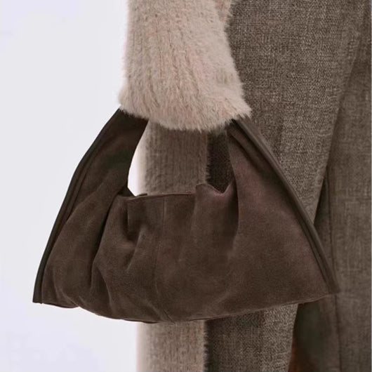 Autumn/Winter Fashion Women'S Tote Bag High-End Niche Design Shoulder Vintage Faux Suede Commuter Retro Luxury Dumpling Bag