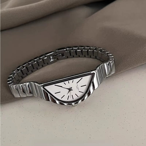 Women Watch Gold Half Moon Dial Medium Antique Fashion Niche Unique Design Ladies Quartz Watch