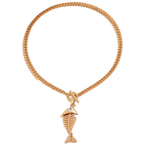 Hip Hop Ins Style Fish Bone Pendant Necklace Women Summer Wearing Niche Fashion Jewelry Holiday