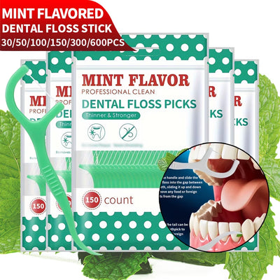 Smooth Mint Floss Stick - Cleaning Interdental Care for Oral Health, Suitable for Daily Cleaning of Food Residue between Teeth