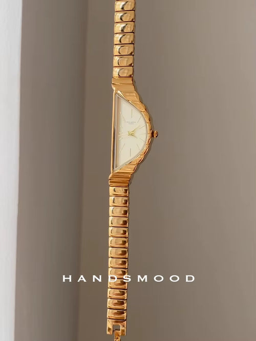 Women Watch Gold Half Moon Dial Medium Antique Fashion Niche Unique Design Ladies Quartz Watch